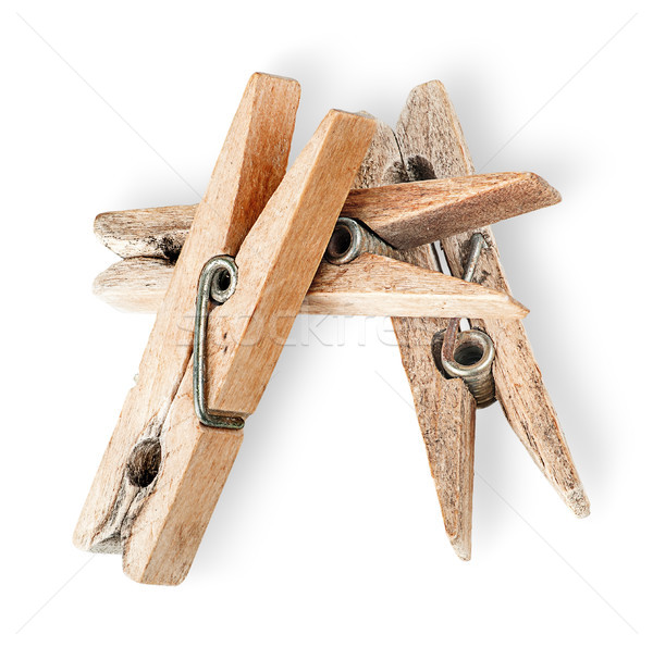 Heap of old wooden clothespins Stock photo © Cipariss