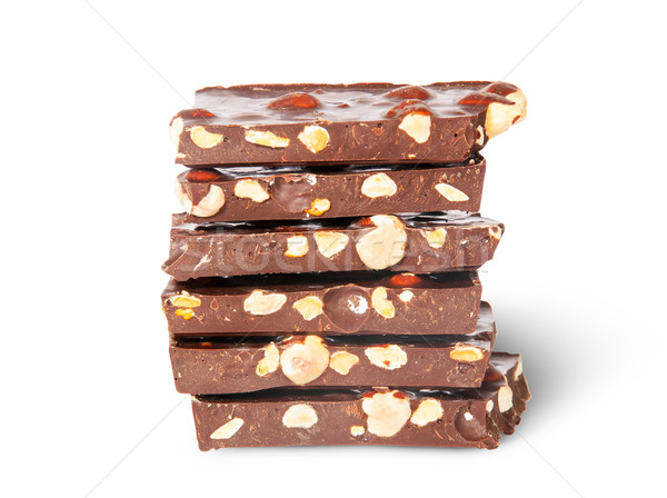 Schokolade Stücke isoliert weiß Hintergrund Stock foto © Cipariss