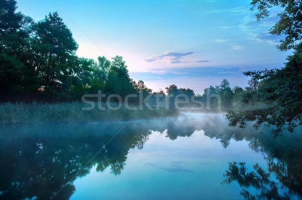 Stock photo: Morning fog on a calm river