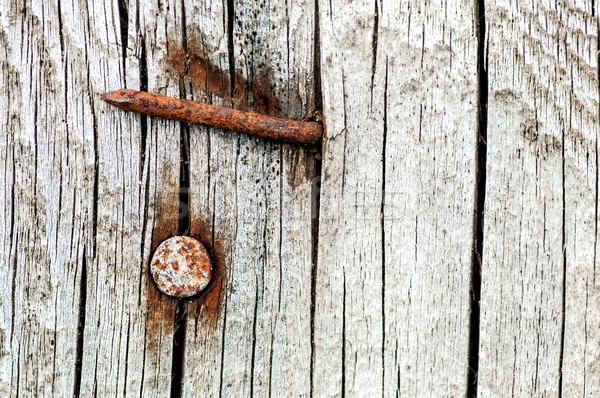 ストックフォト: さびた · 爪 · 古い · ひびの入った · 木材 · 背景