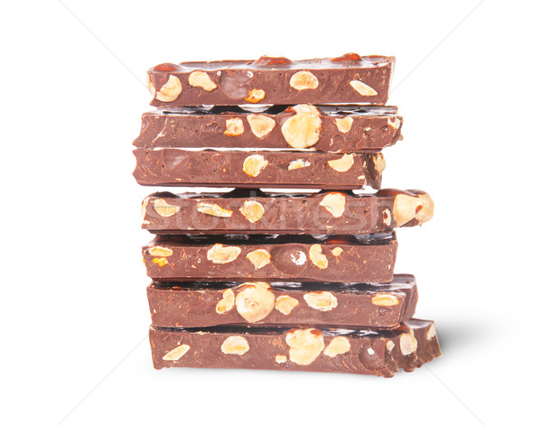 Vorderseite sieben Schokolade Bars isoliert Stock foto © Cipariss