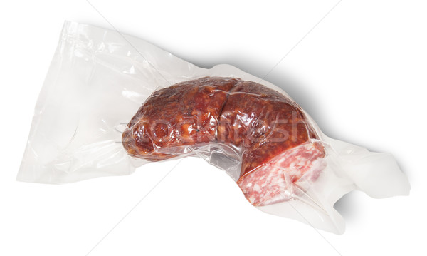 Piece Of Sausage In Vacuum Packing Stock photo © Cipariss