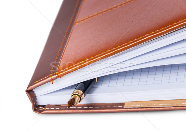 Stockfoto: Vulpen · binnenkant · notebook · geïsoleerd · witte