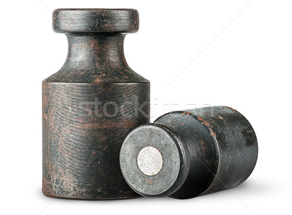 Stehen alten rostigen Gewichte isoliert weiß Stock foto © Cipariss
