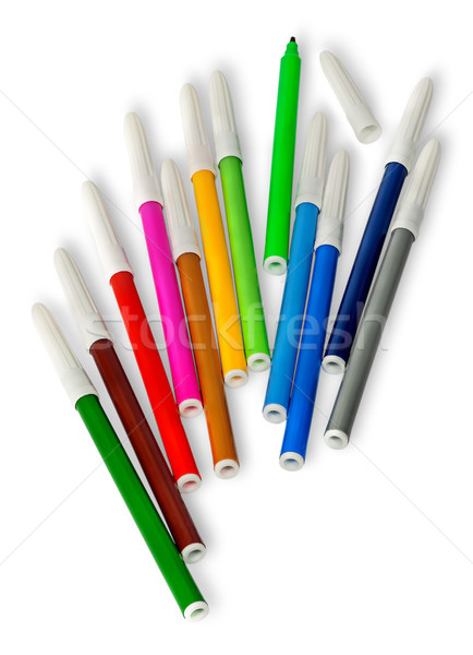 Színes borravaló tollak izolált fehér iroda Stock fotó © Cipariss