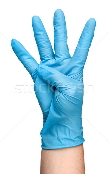 Strony niebieski lateks rękawica cztery Zdjęcia stock © Cipariss