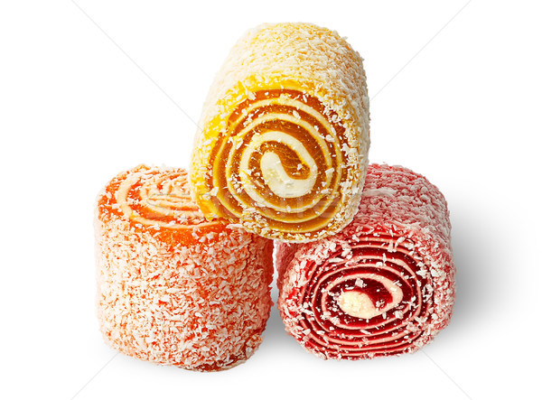 Three pieces of Turkish Delight on each other Stock photo © Cipariss