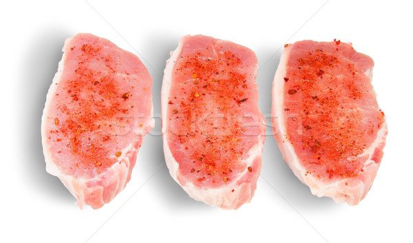 Three Pieces Of Raw Pork With Spices Stock photo © Cipariss