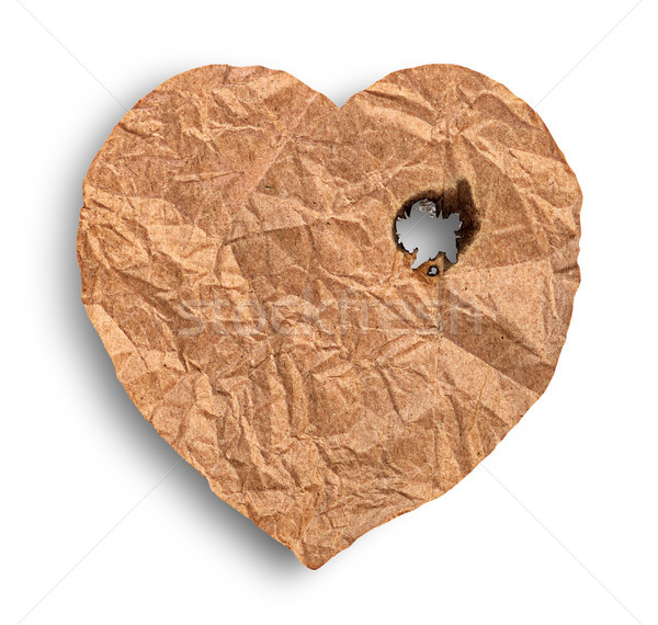 Scorched crumpled paper heart Stock photo © Cipariss