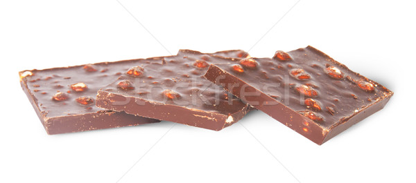 Stockfoto: Verscheidene · stukken · pure · chocola · hazelnoten · geïsoleerd · witte