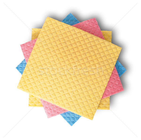 Multicolored sponges for dishwashing in chaotic order top view Stock photo © Cipariss