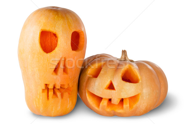 Zwei Halloween Kürbisse isoliert weiß Bösen Stock foto © Cipariss