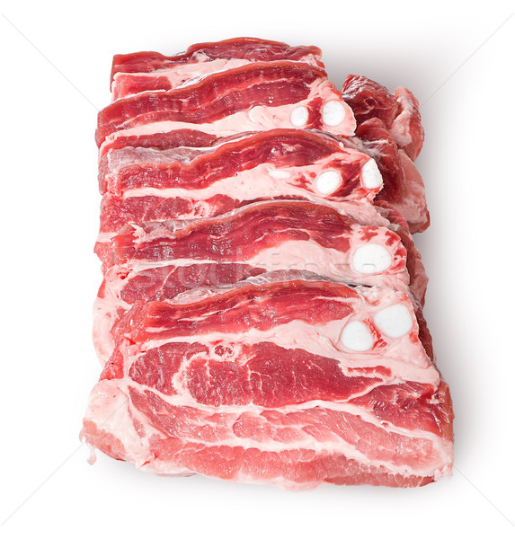 [[stock_photo]]: Brut · porc · ventre · tranches · rangée · isolé