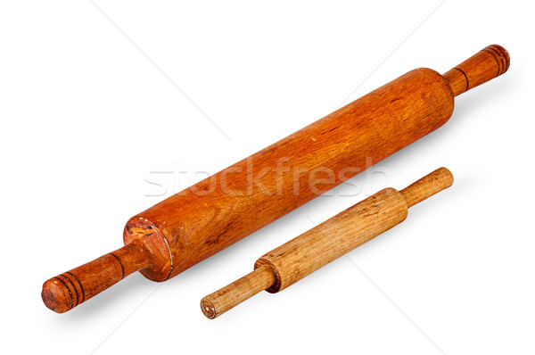 Wenig groß Nudelholz isoliert weiß Holz Stock foto © Cipariss
