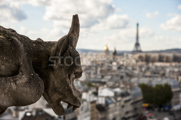 パリ エッフェル塔 石 雲 アーキテクチャ ストックフォト © cla78
