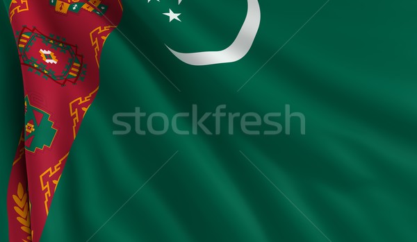 Bayrak Türkmenistan rüzgâr doku arka plan yeşil Stok fotoğraf © cla78
