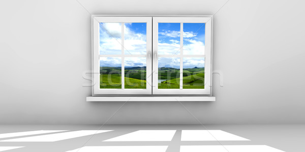 Inchis fereastră alb izolat perete casă Imagine de stoc © cla78