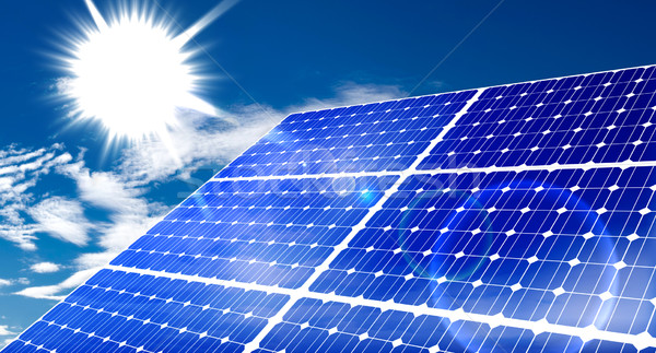Zonnepaneel hernieuwbare alternatief zonne-energie plant hemel Stockfoto © cla78