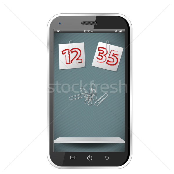 Skizze Smartphone realistisch post it Regal Bildschirm Stock foto © cla78