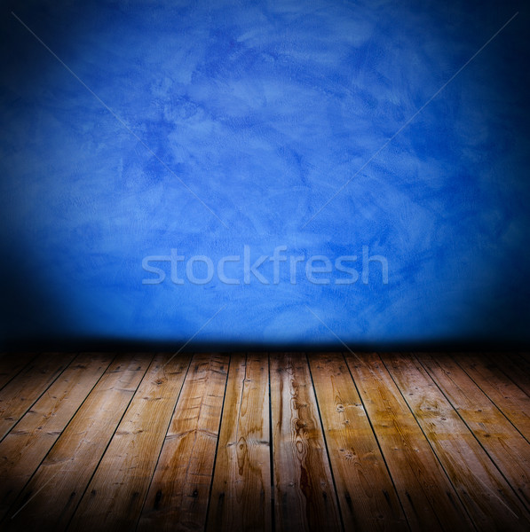 Grunge Innenraum blau Wand Holz Planken Stock foto © cla78