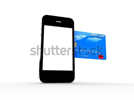 Foto stock: Cartão · de · crédito · on-line · tecnologia · fundo