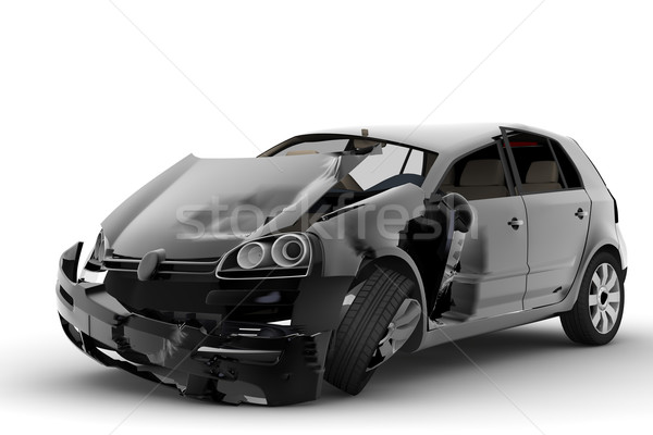 Maşină accident negru izolat alb corp Imagine de stoc © cla78