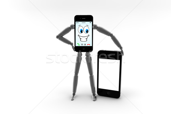 Telefon férfi mobiltelefon egyéb mosoly internet Stock fotó © cla78