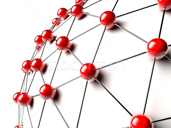 Rouge sphères ensemble réseau 3D affaires Photo stock © cla78