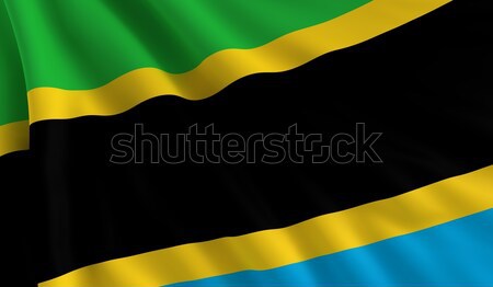 Stock fotó: Zászló · Tanzánia · szél · textúra · háttér · fekete