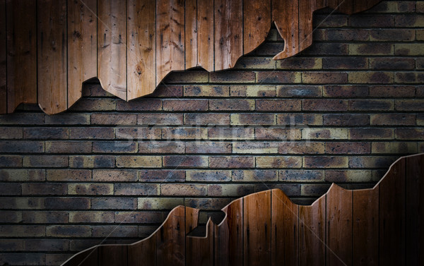 Marco de madera pared ladrillo textura marco Foto stock © cla78