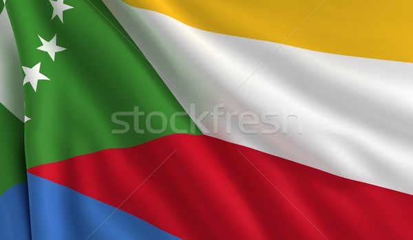 Bandiera Comore vento texture sfondo verde Foto d'archivio © cla78