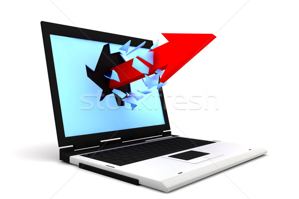 Nyíl kijárat laptop egy piros nyilak Stock fotó © cla78