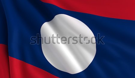 Foto stock: Bandeira · Laos · vento · textura · fundo · azul