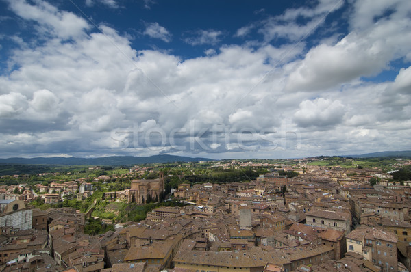 Toskania miasta widok z lotu ptaka drzewo kościoła niebieski Zdjęcia stock © cla78