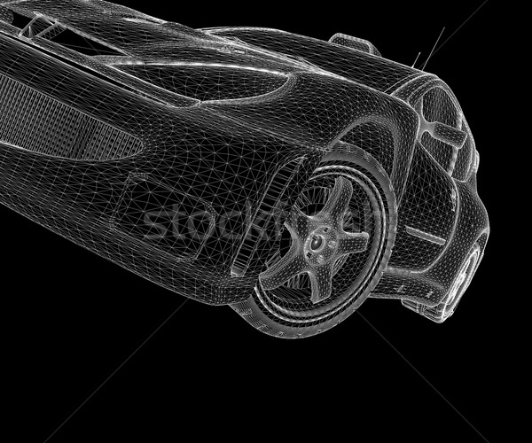 Wireframe auto witte zwarte model kunst Stockfoto © cla78