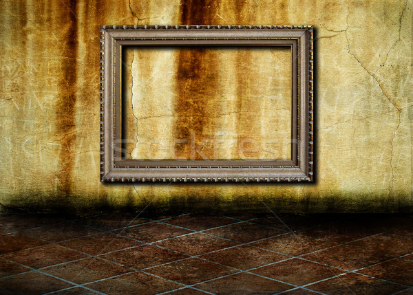 Donkere frame vintage gouden grunge beton Stockfoto © cla78