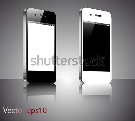 [[stock_photo]]: Smartphone · réaliste · noir · blanche · écran · ordinateur