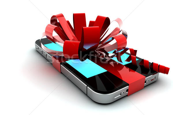 Telefon hediye cep telefonu kırmızı yay gibi Stok fotoğraf © cla78