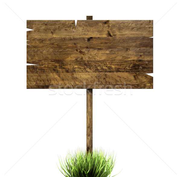 Wooden sign in green grass Stock photo © cla78
