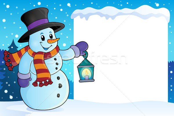 Frame with snowman topic 4 Stock photo © clairev