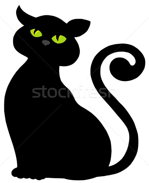 Katze Silhouette weiß Auge grünen schwarz Stock foto © clairev