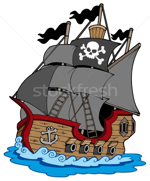 Pirate bois océan fusil navire rétro Photo stock © clairev