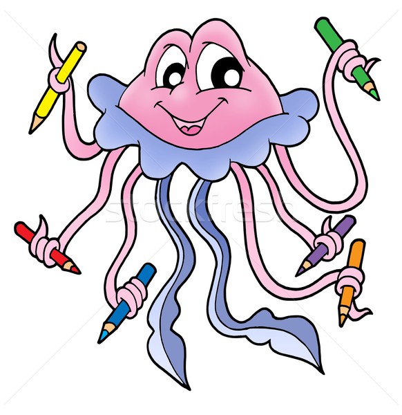 Medusas crayones color ilustración sonrisa naturaleza Foto stock © clairev