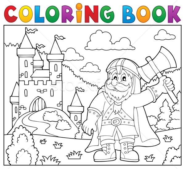 Livro para colorir anão guerreiro livro pintar arte Foto stock © clairev