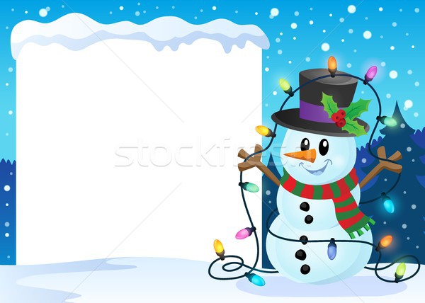 Snowy frame with Christmas snowman 2 Stock photo © clairev