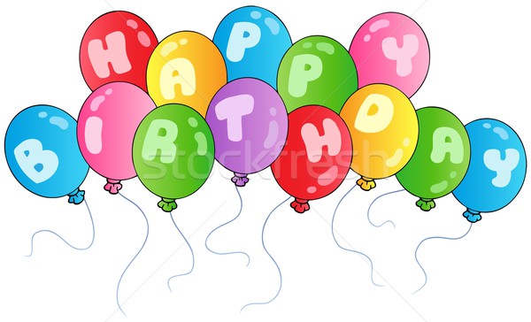 Gelukkige verjaardag ballonnen vector illustraties partij verjaardag Stockfoto © clairev