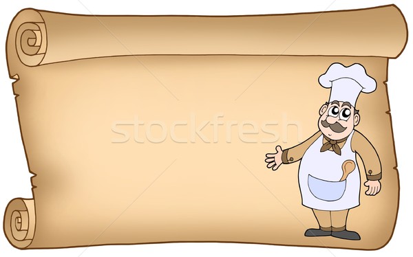 Stock fotó: Régi · pergamen · szakács · szín · illusztráció · papír · férfi