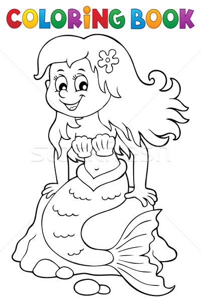 Coloring book mermaid topic 3 Stock photo © clairev