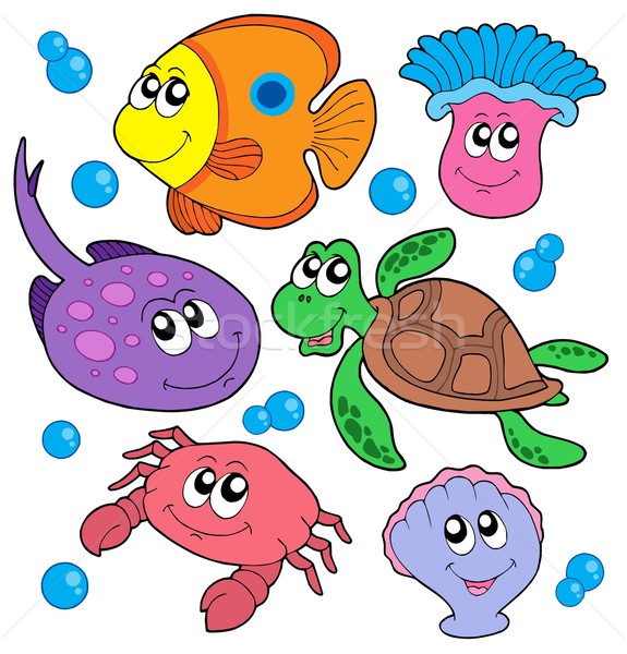 Cute marine animals collection Stock photo © clairev
