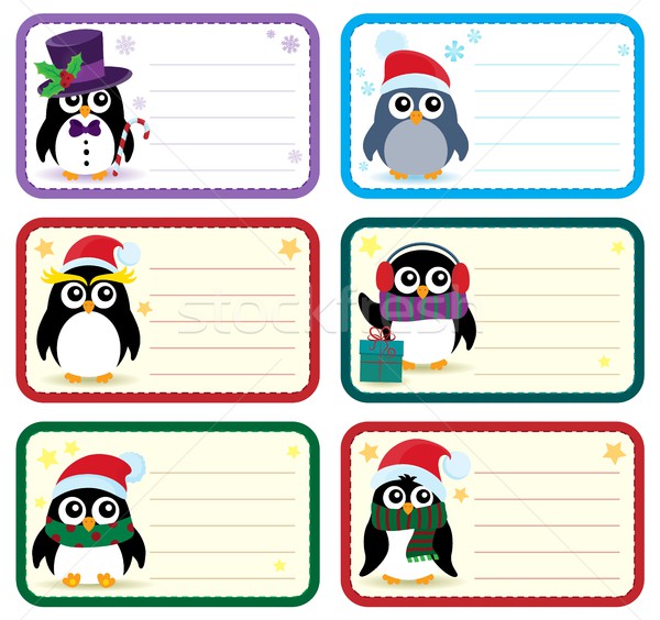 Christmas tags with penguins theme 1 Stock photo © clairev